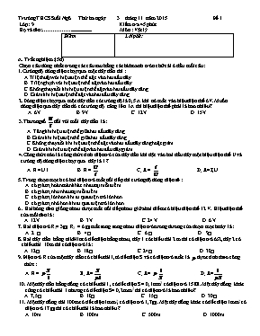 Kiểm tra 45 phút môn Vật lý - Trường THCS Suối Ngô